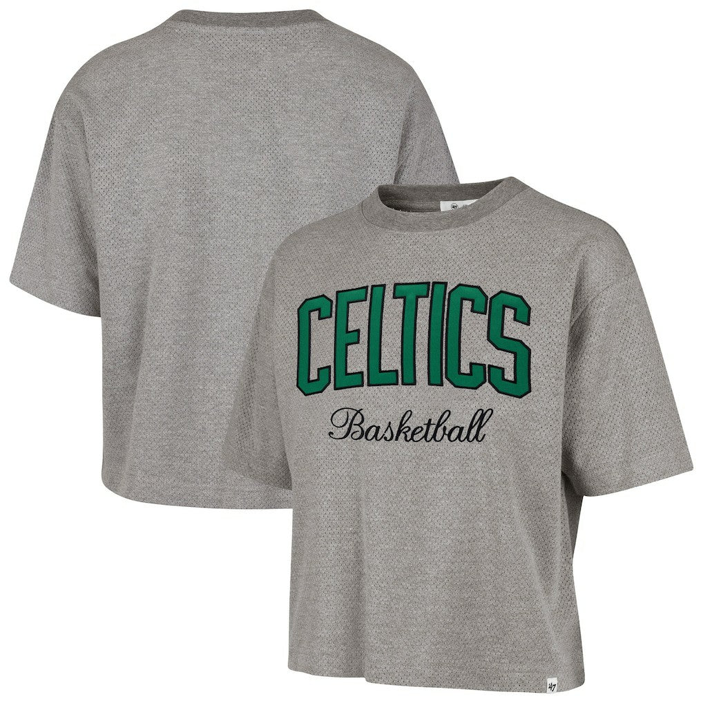 47 brand Boston Celtics '47 Women's Pivot Drop Needle Cropped T-Shirt Gray