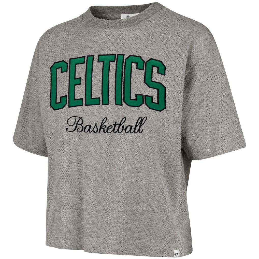 47 brand Boston Celtics '47 Women's Pivot Drop Needle Cropped T-Shirt Gray