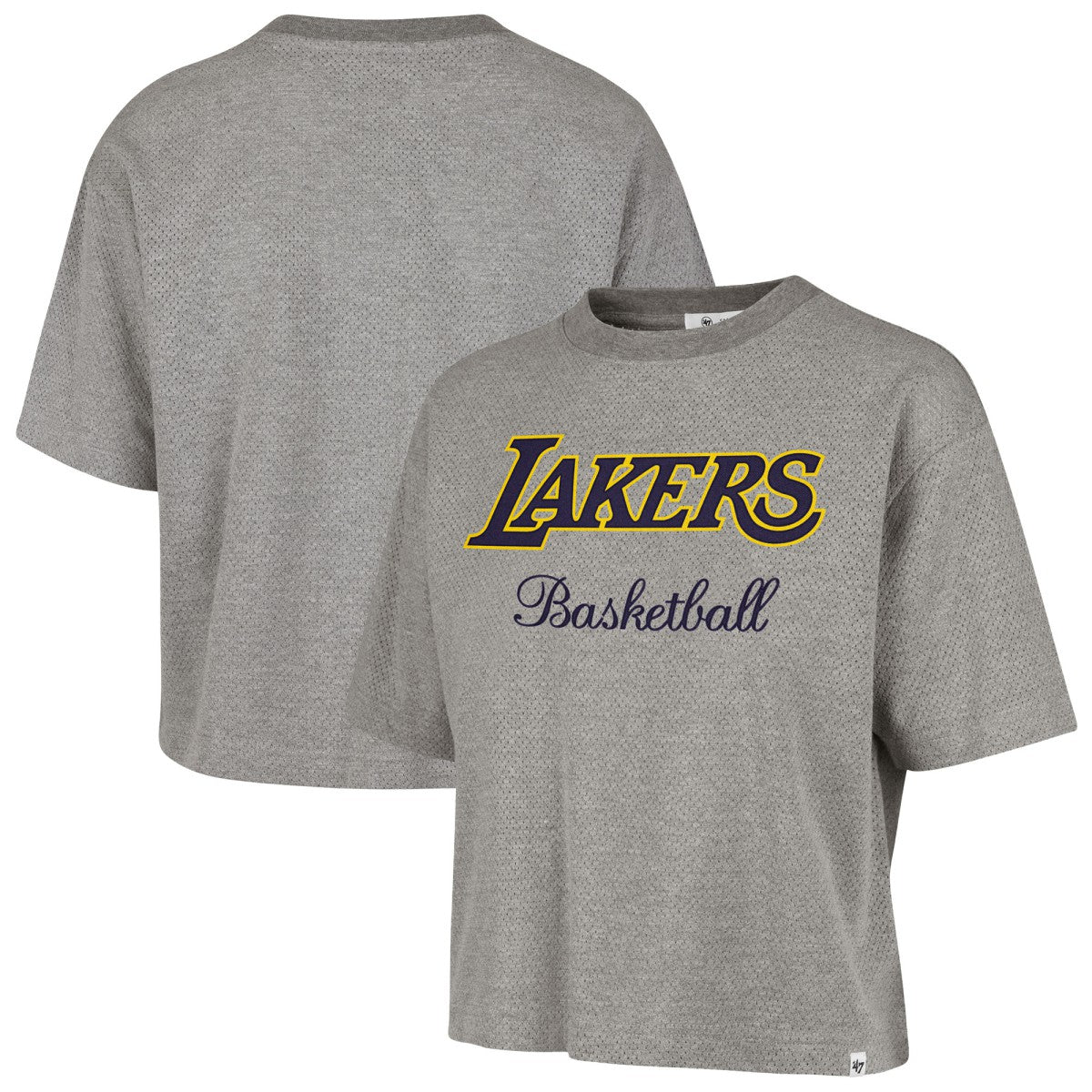 47 brand Los Angeles Lakers '47 Women's Pivot Drop Needle Cropped T-Shirt Gray