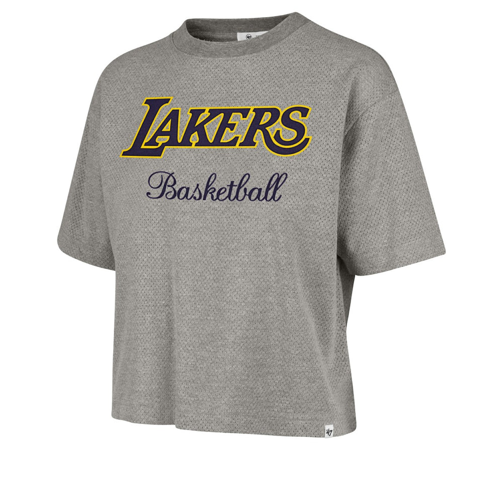 47 brand Los Angeles Lakers '47 Women's Pivot Drop Needle Cropped T-Shirt Gray