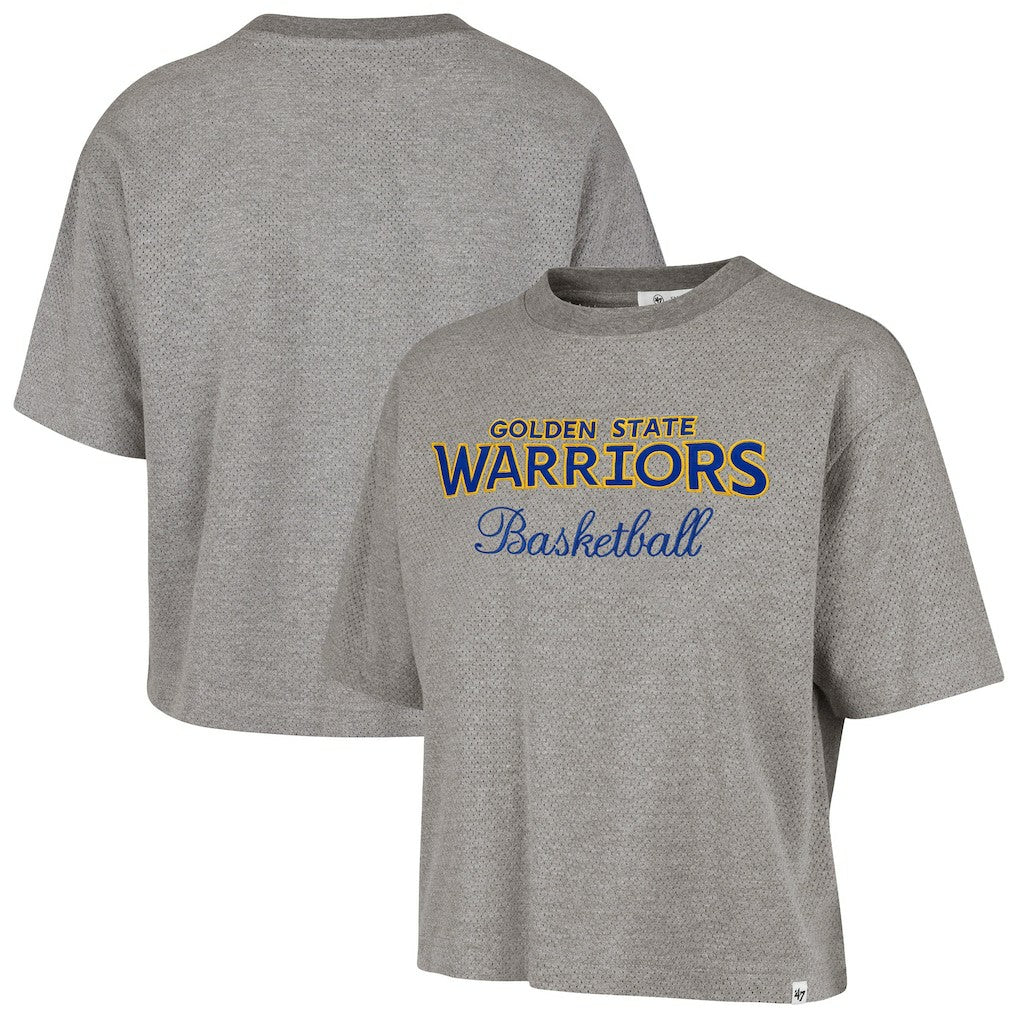 47 brand Golden State Warriors '47 Women's Pivot Drop Needle Cropped T-Shirt Gray