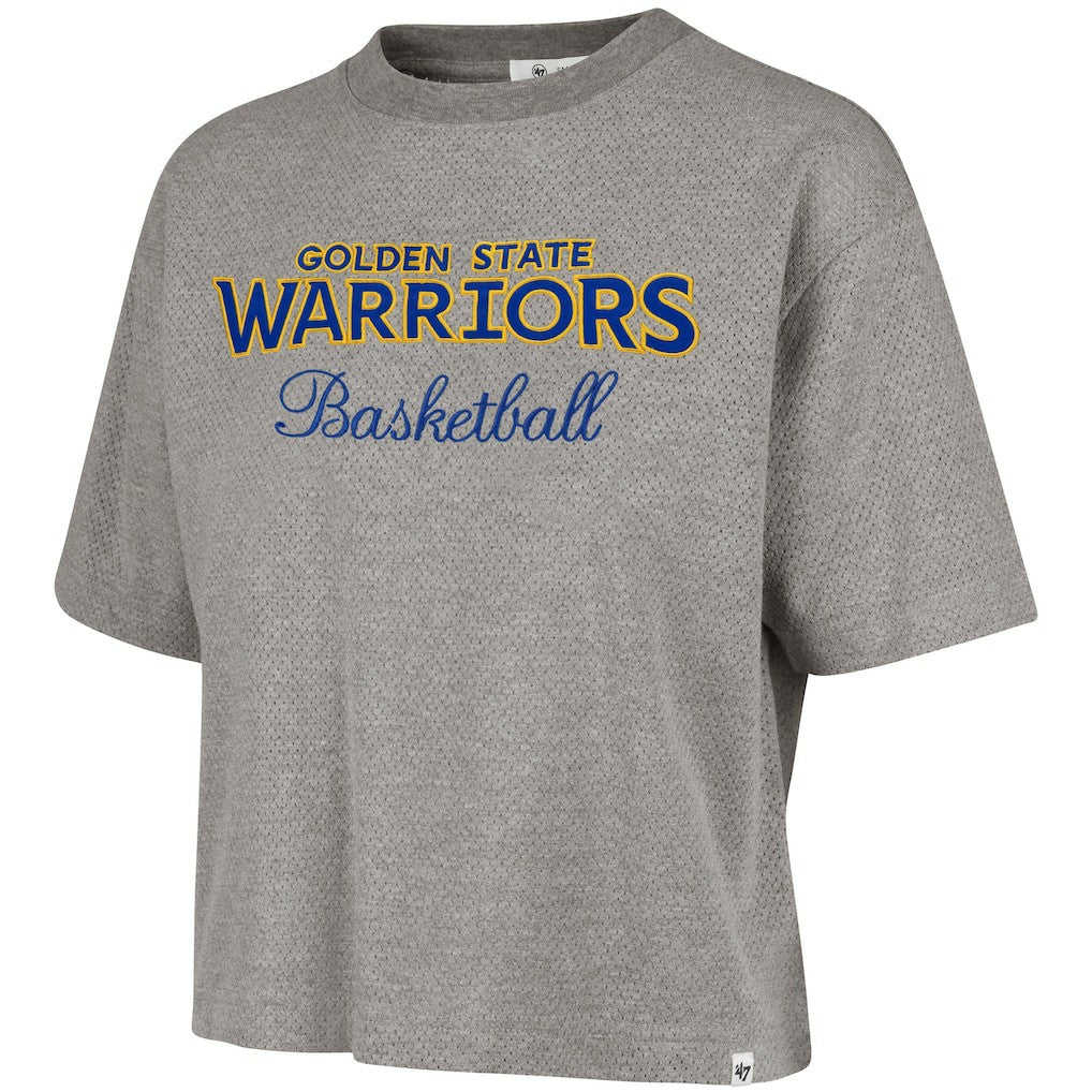47 brand Golden State Warriors '47 Women's Pivot Drop Needle Cropped T-Shirt Gray