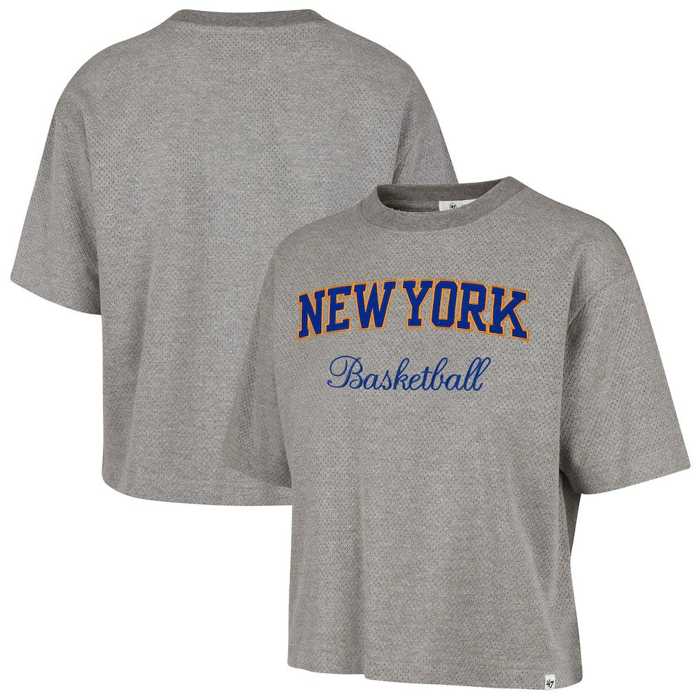47 brand New York Knicks '47 Women's Pivot Drop Needle Cropped T-Shirt Gray