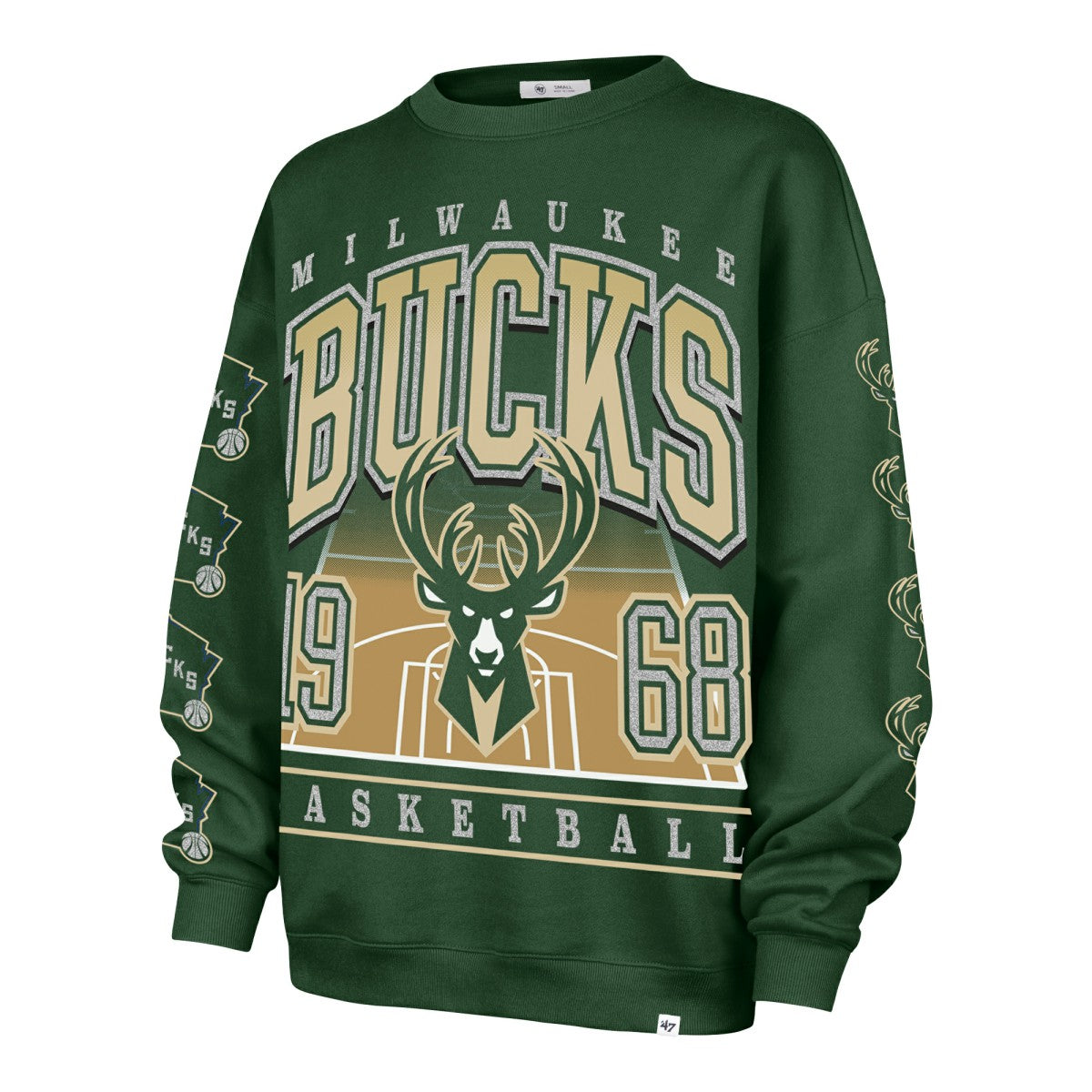47 brand Milwaukee Bucks '47 Women's Go Big Oversized Sweatshirt Hunter Green