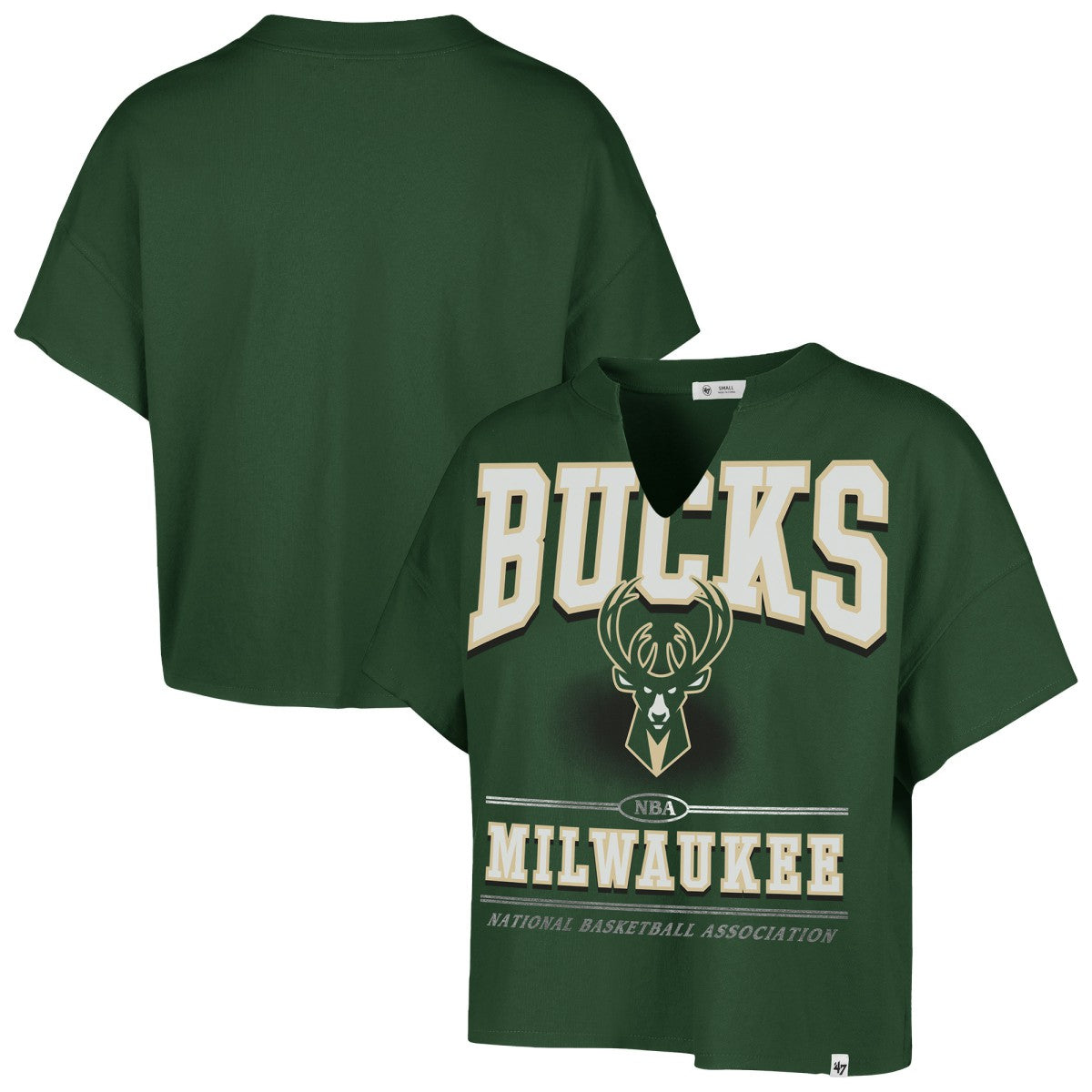 47 brand Milwaukee Bucks '47 Women's Elation Oversized Notch Neck T-Shirt Hunter Green
