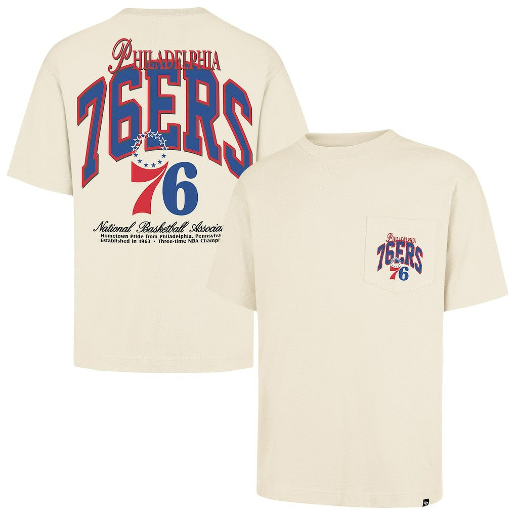 47 brand Philadelphia 76ers '47 Unisex Crossover Collection Foundation Pocket T-Shirt Cream