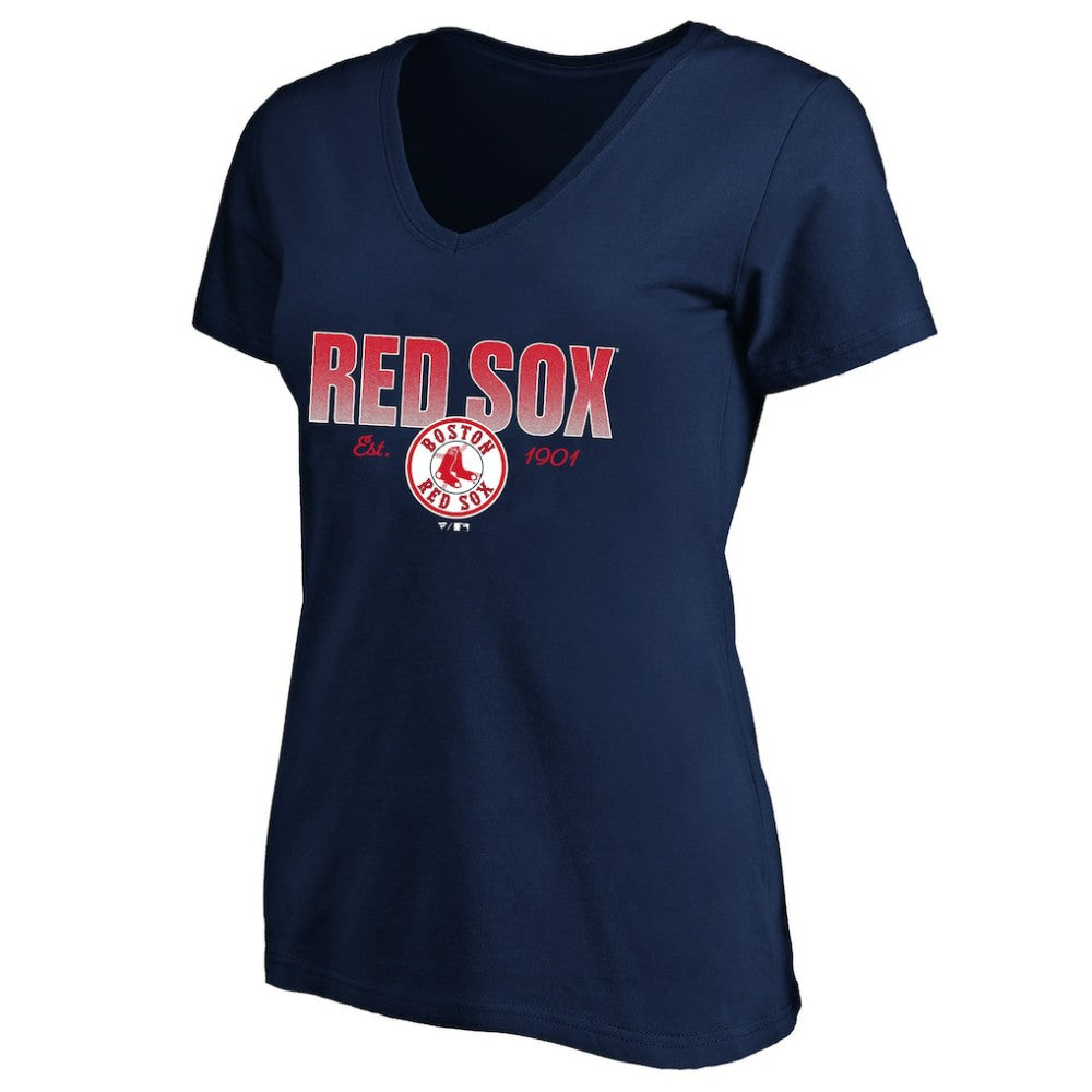 Boston Red Sox Profile Women's Plus Size Wordmark V-Neck T-Shirt Outlet