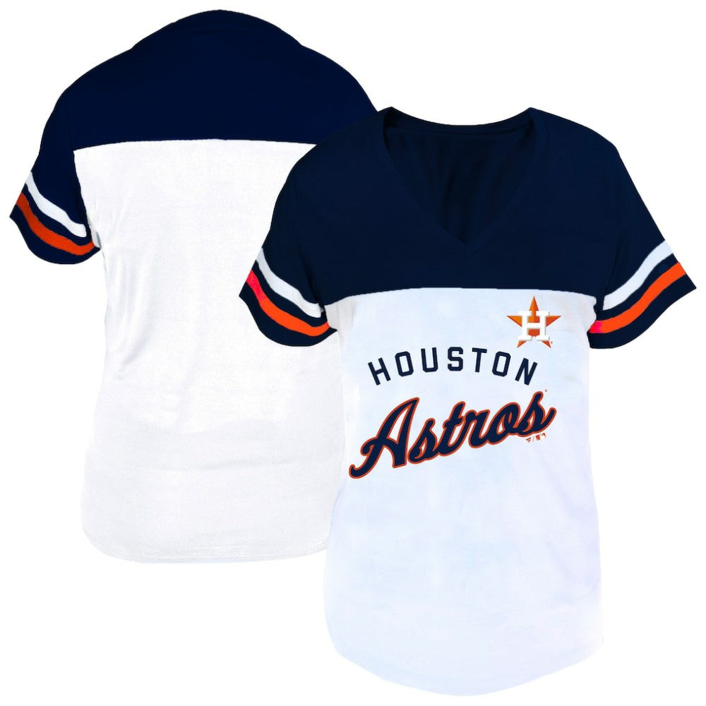 Houston Astros Profile Women's Plus Size Two-Stripe V-Neck T-Shirt Online