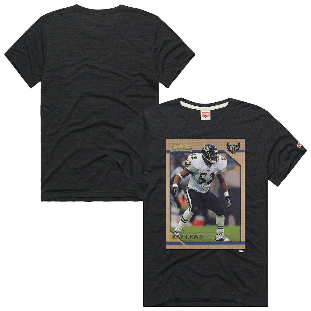 Ray Lewis Baltimore Ravens Homage Unisex NFL Topps Trading Card Tri-Blend T-Shirt - Charcoal - NFL