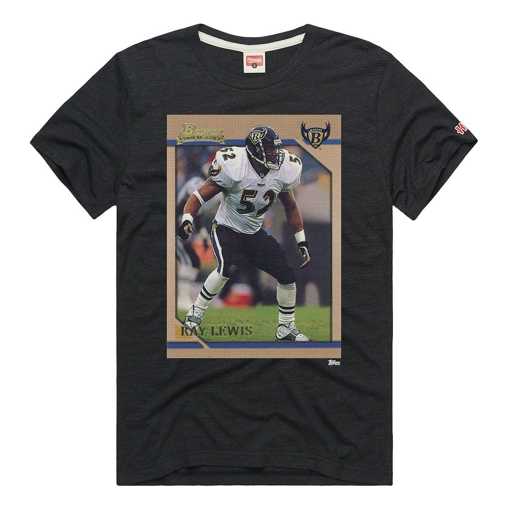 Ray Lewis Baltimore Ravens Homage Unisex NFL Topps Trading Card Tri-Blend T-Shirt - Charcoal - NFL