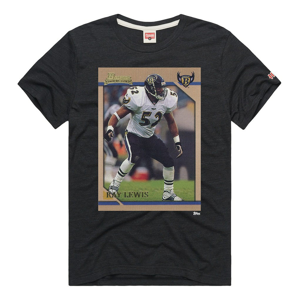 Ray Lewis Baltimore Ravens Homage Unisex NFL Topps Trading Card Tri-Blend T-Shirt - Charcoal - NFL
