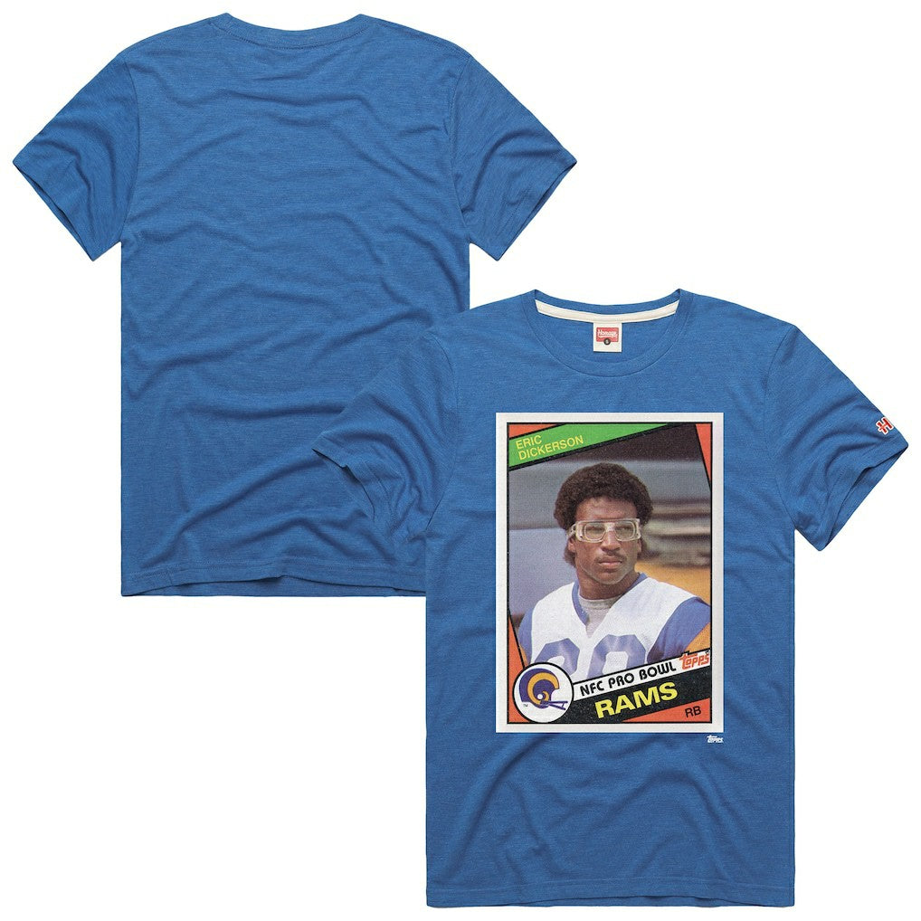 Eric Dickerson Los Angeles Rams Homage Unisex NFL Topps Trading Card Tri-Blend T-Shirt - Royal - NFL