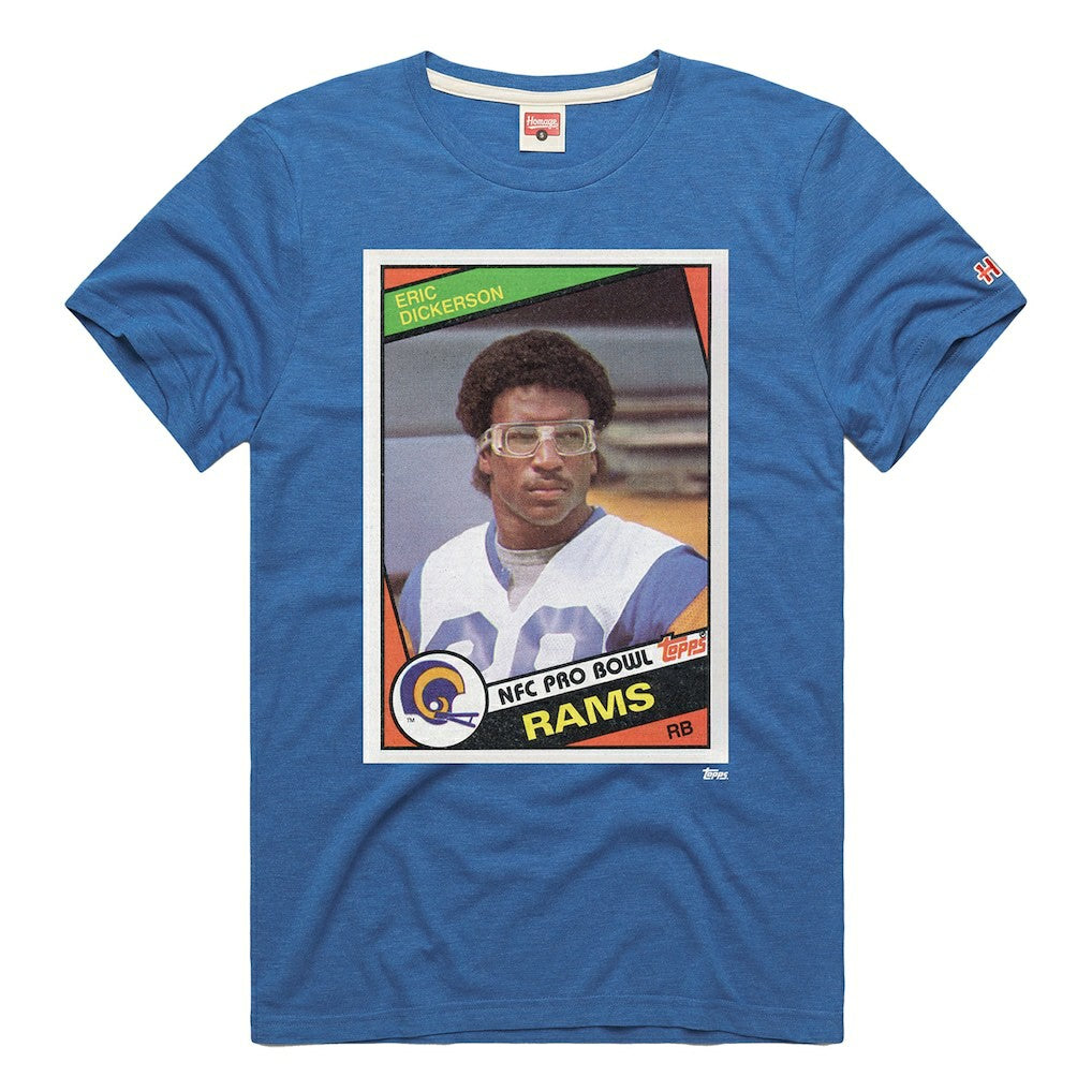 Eric Dickerson Los Angeles Rams Homage Unisex NFL Topps Trading Card Tri-Blend T-Shirt - Royal - NFL