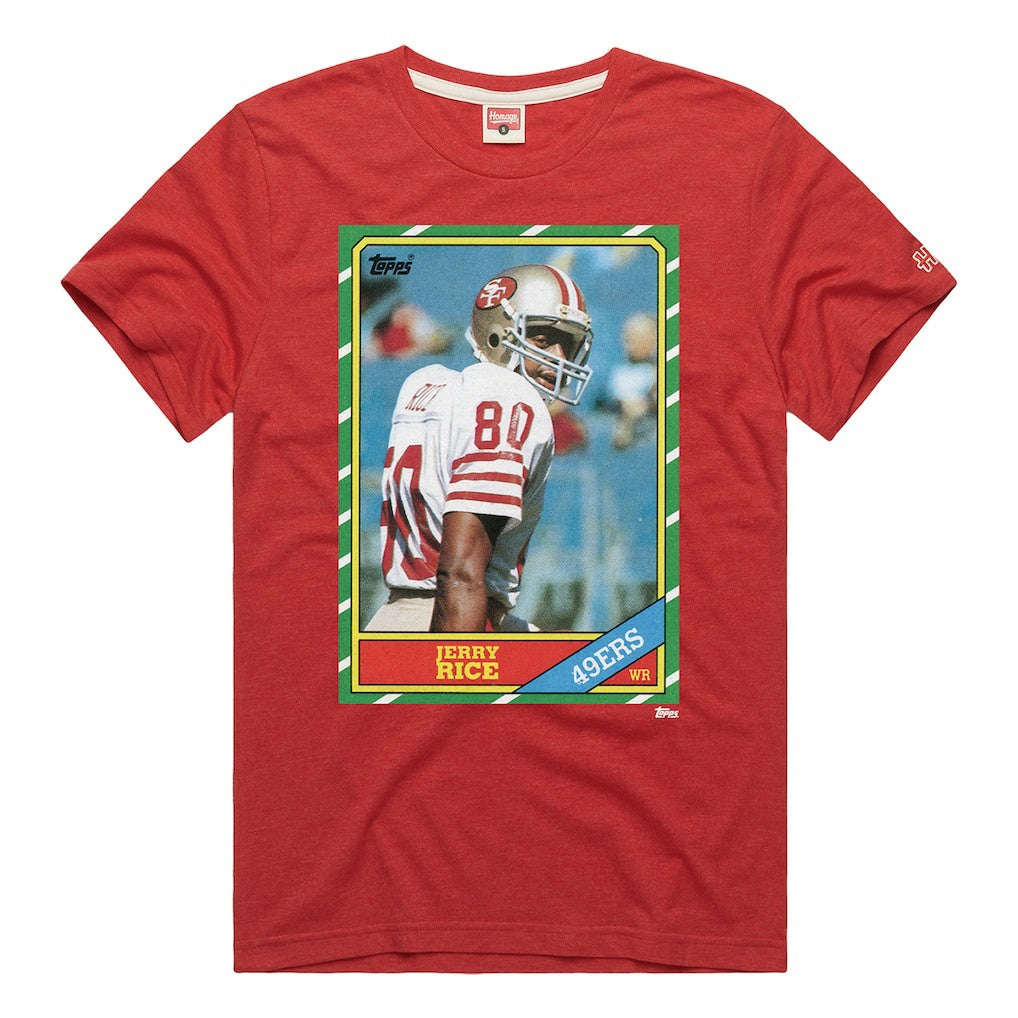 Jerry Rice San Francisco 49ers Homage Unisex NFL Topps Trading Card Tri-Blend T-Shirt - Scarlet - NFL