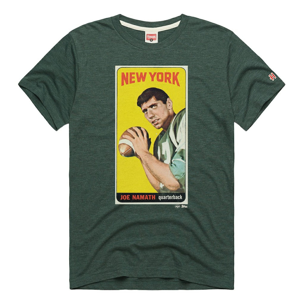Joe Namath New York Jets Homage Unisex NFL Topps Trading Card Tri-Blend T-Shirt - Green - NFL