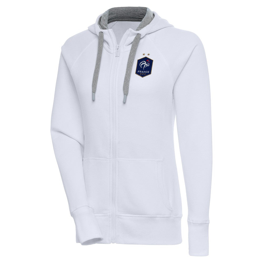 France National Team Antigua Women's Takeover Full-Zip Hoodie White