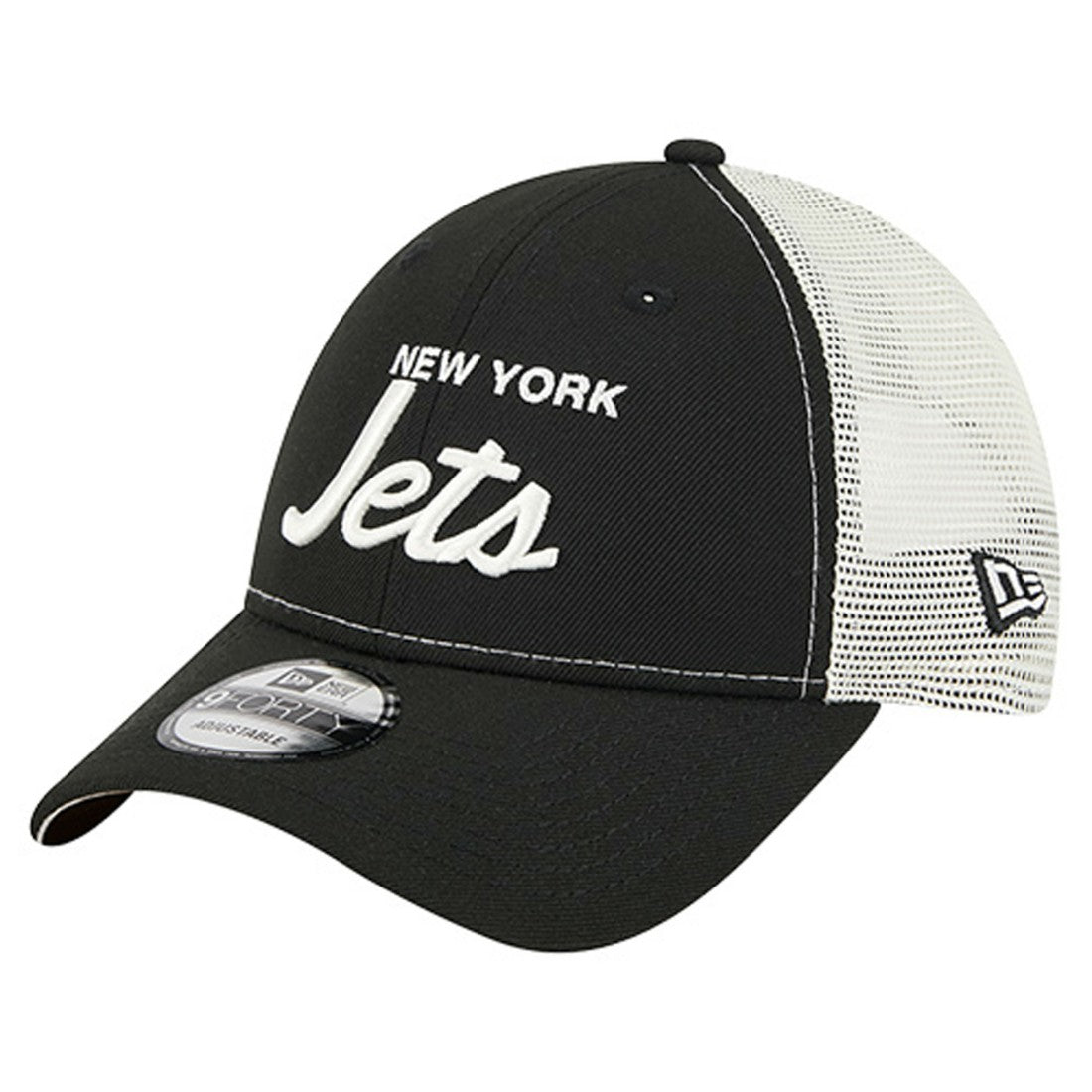 New York Jets New Era Apple Trucker 9FORTY Adjustable Hat - Black - NFL