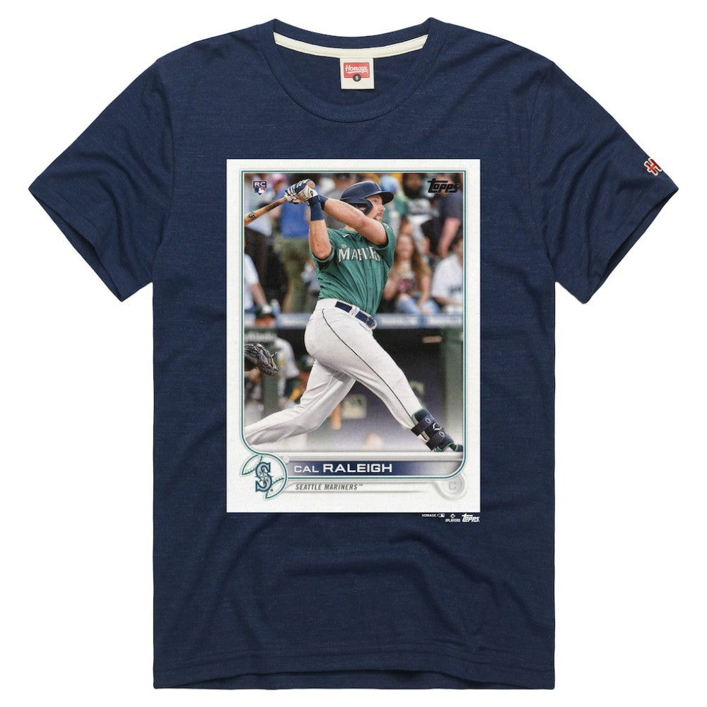 Cal Raleigh Seattle Mariners Homage Topps Baseball Card Player Tri-Blend T-Shirt Online