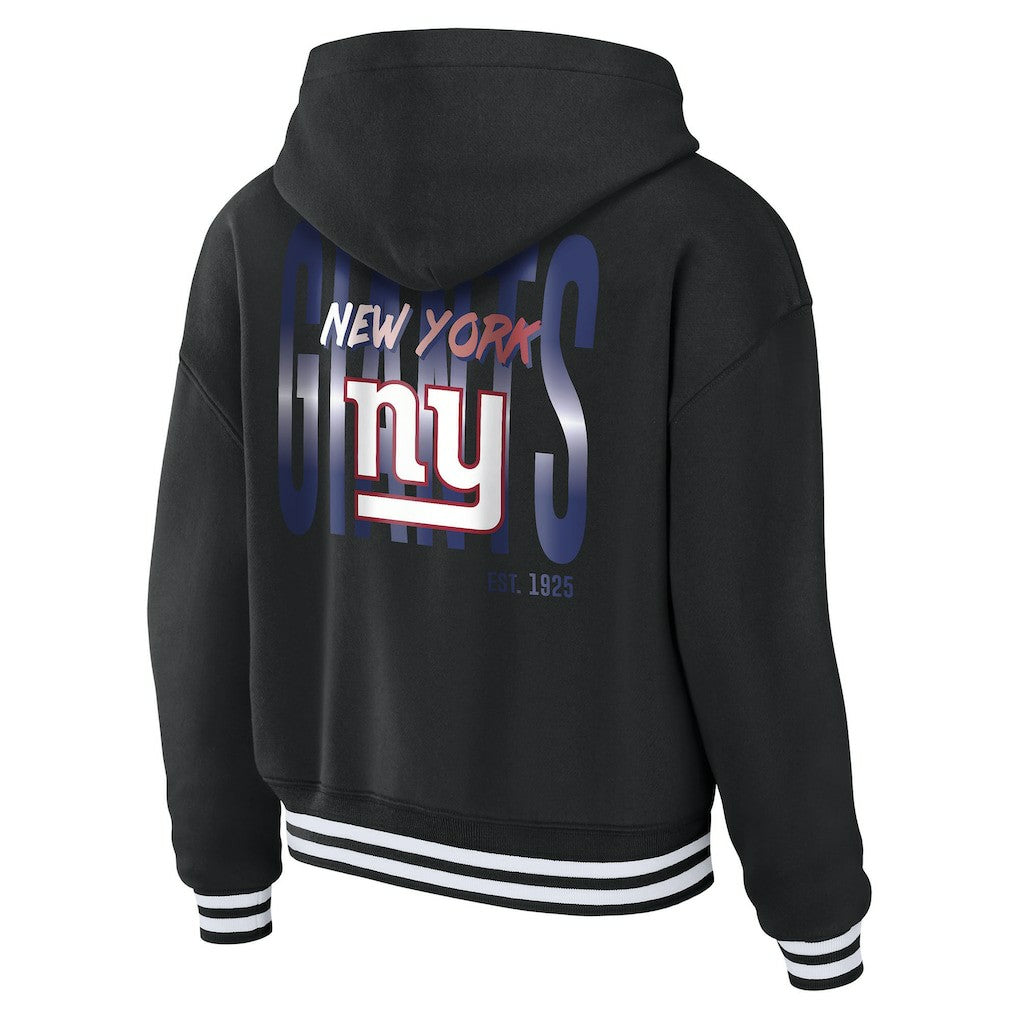 New York Giants WEAR by Erin Andrews Women's Lace-Up Fleece Hoodie - Black - NFL