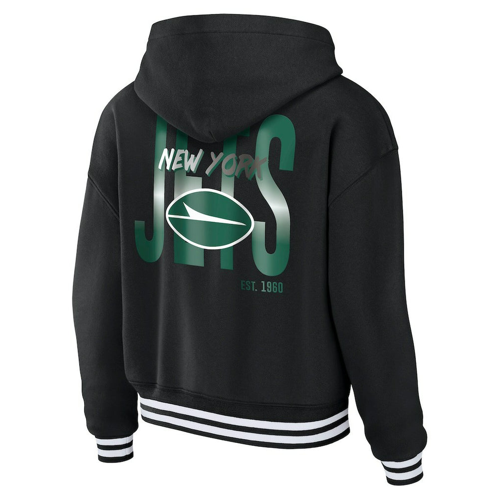 New York Jets WEAR by Erin Andrews Women's Lace-Up Fleece Hoodie - Black - NFL