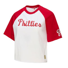 Philadelphia Phillies Mitchell & Ness Women's Cropped Raglan Boxy T-Shirt Discount