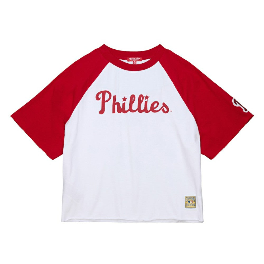 Philadelphia Phillies Mitchell & Ness Women's Cropped Raglan Boxy T-Shirt Discount