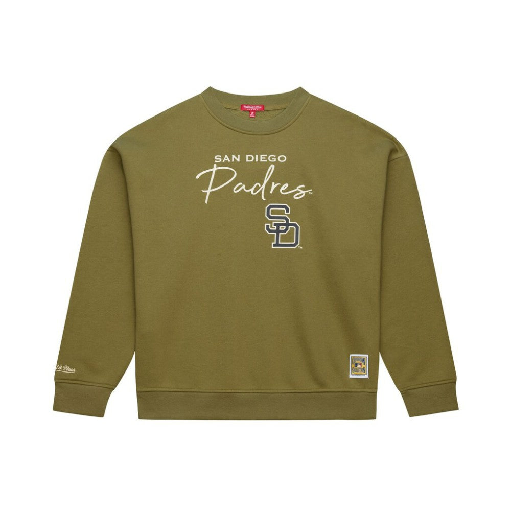 San Diego Padres Mitchell & Ness Women's Oversized Crewneck Sweatshirt Outlet