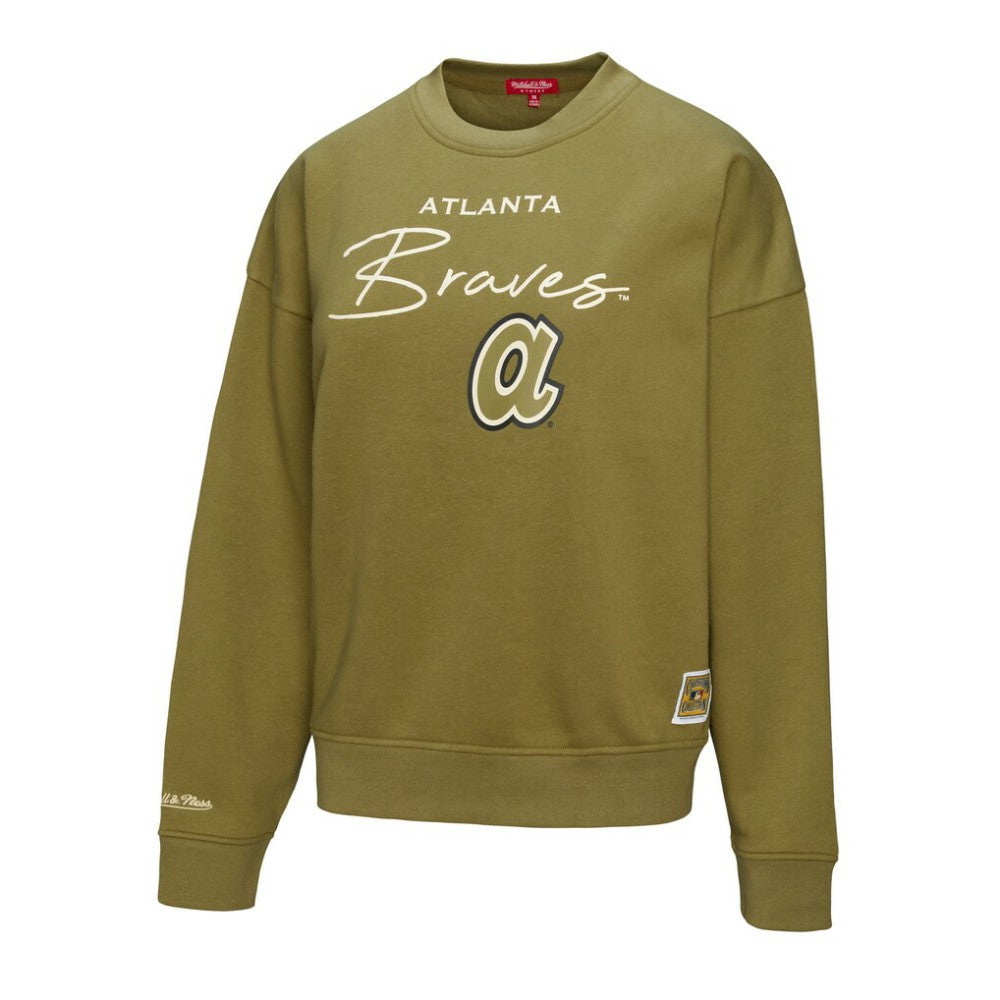 Atlanta Braves Mitchell & Ness Women's Oversized Crewneck Sweatshirt Outlet