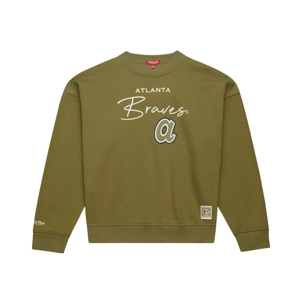 Atlanta Braves Mitchell & Ness Women's Oversized Crewneck Sweatshirt Outlet