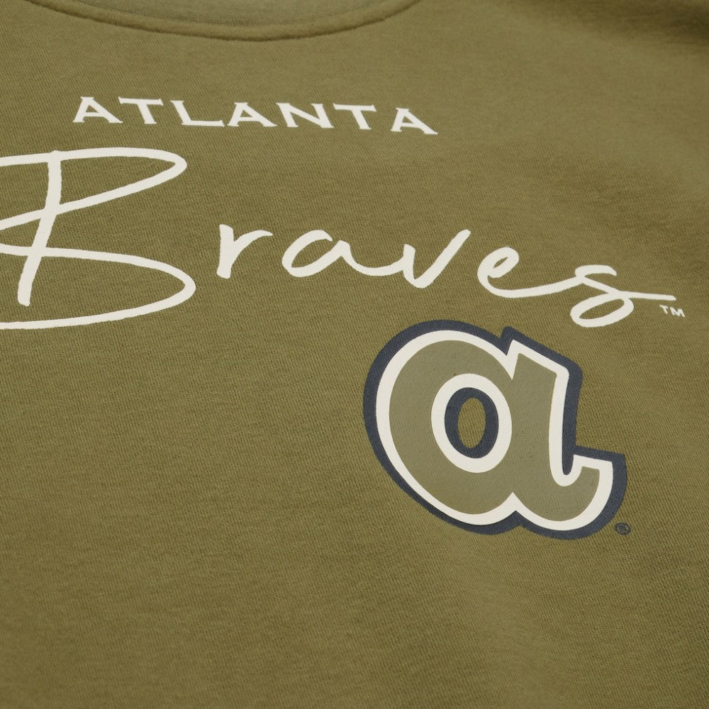 Atlanta Braves Mitchell & Ness Women's Oversized Crewneck Sweatshirt Outlet