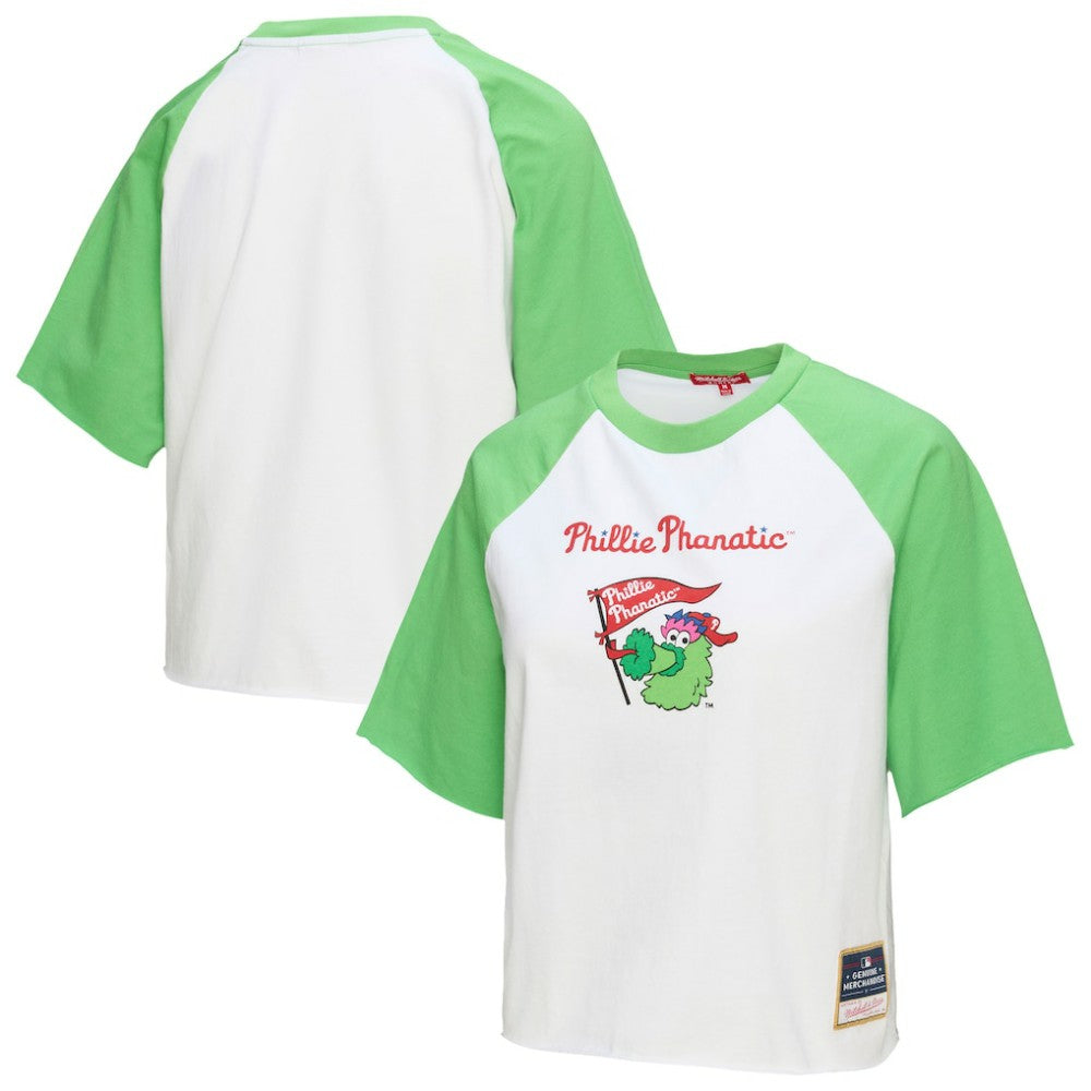 Philadelphia Phillies Mitchell & Ness Women's Cropped Raglan Mascot Boxy T-Shirt Sale