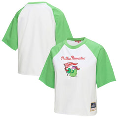 Philadelphia Phillies Mitchell & Ness Women's Cropped Raglan Mascot Boxy T-Shirt Sale