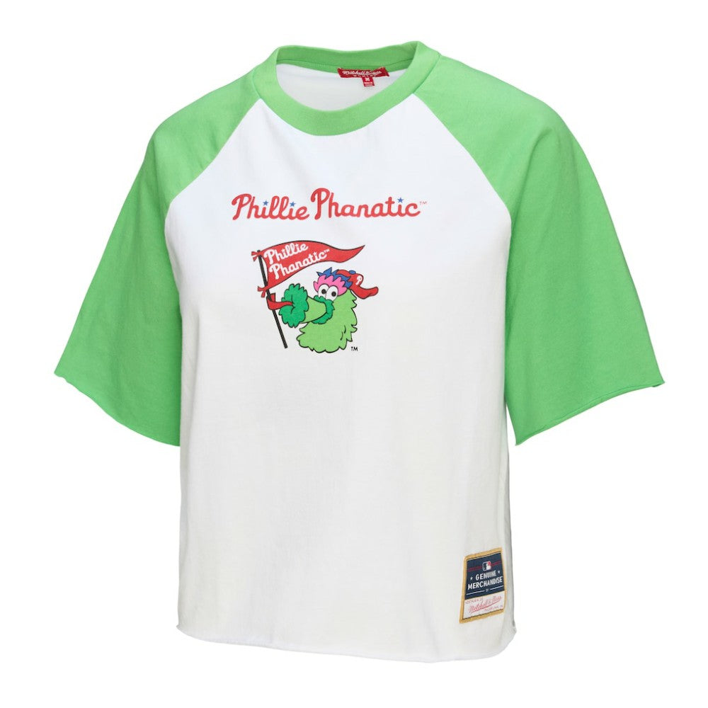 Philadelphia Phillies Mitchell & Ness Women's Cropped Raglan Mascot Boxy T-Shirt Sale