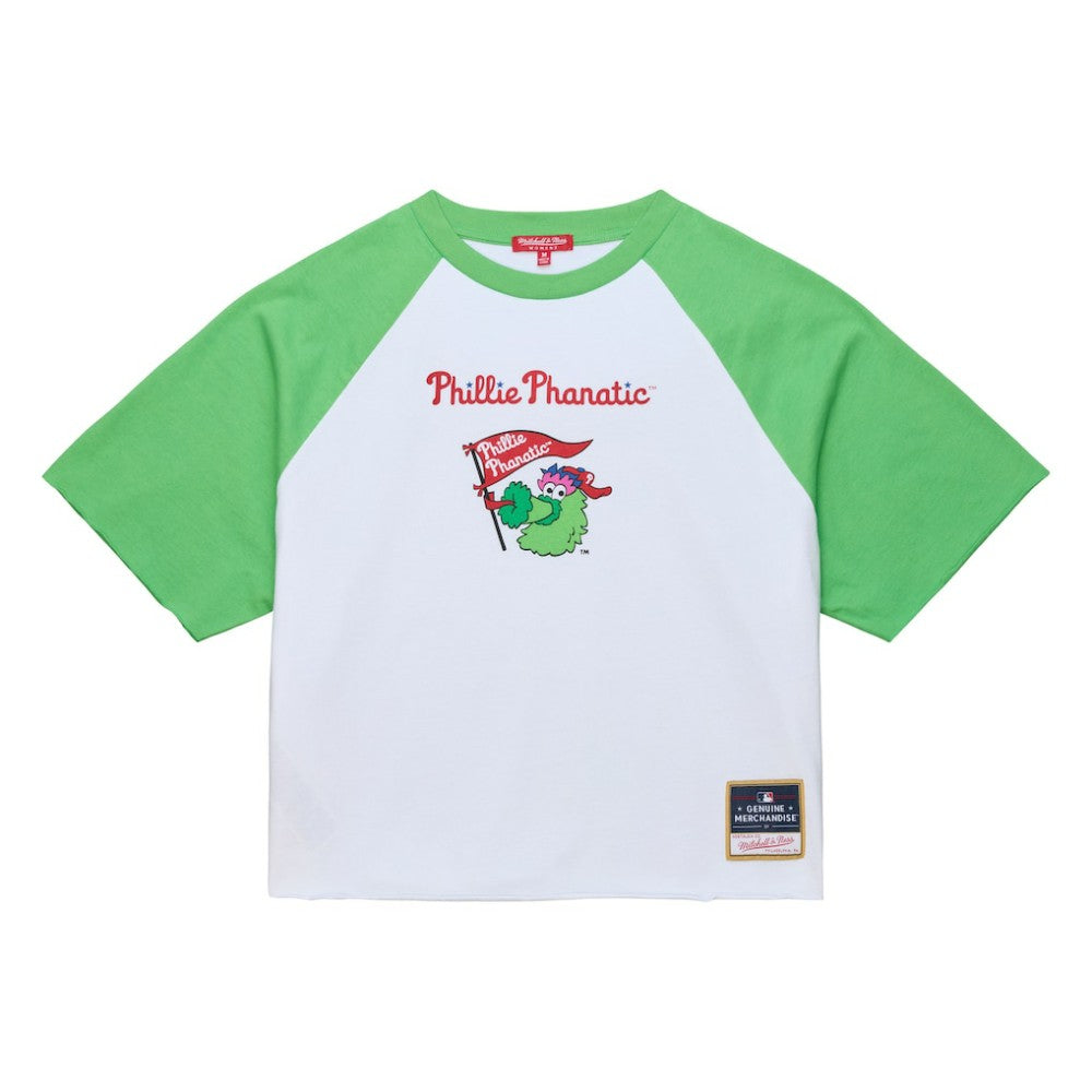 Philadelphia Phillies Mitchell & Ness Women's Cropped Raglan Mascot Boxy T-Shirt Sale