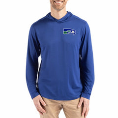 Seattle Seahawks Cutter & Buck Coastline Epic Comfort Eco Recycled Long Sleeve Hoodie T-Shirt - Blue - NFL