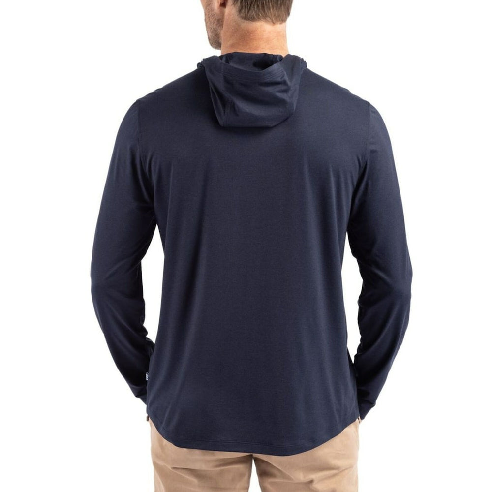 Chicago Bears Cutter & Buck Coastline Epic Comfort Eco Recycled Long Sleeve Hoodie T-Shirt - Navy - NFL