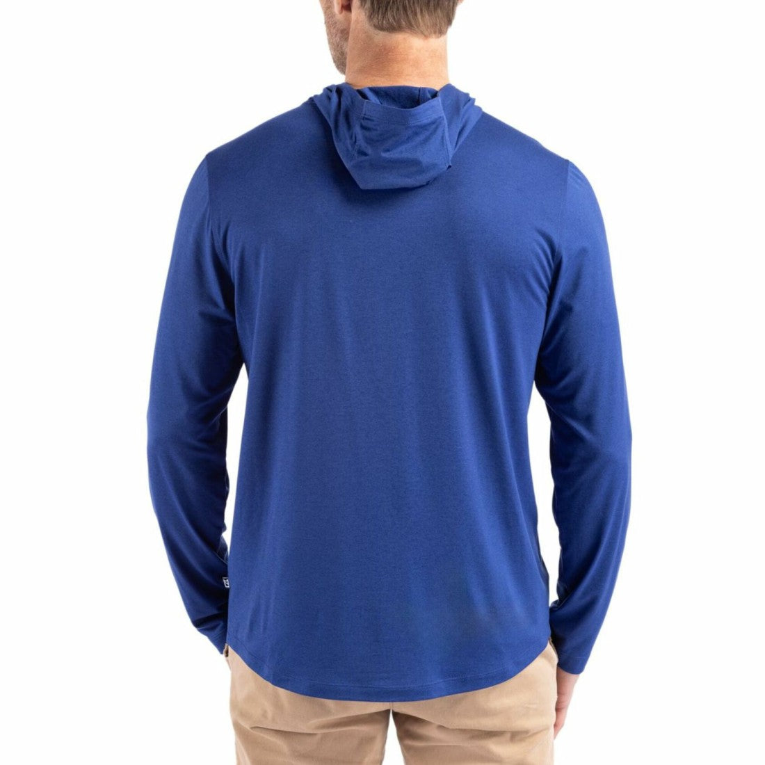 Denver Broncos Cutter & Buck Coastline Epic Comfort Eco Recycled Long Sleeve Hoodie T-Shirt - Blue - NFL