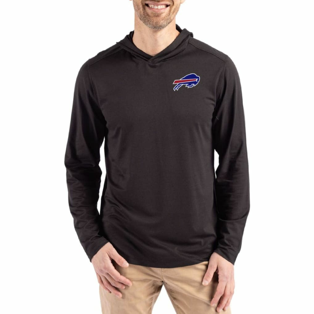 Buffalo Bills Cutter & Buck Coastline Epic Comfort Eco Recycled Long Sleeve Hoodie T-Shirt - Black - NFL