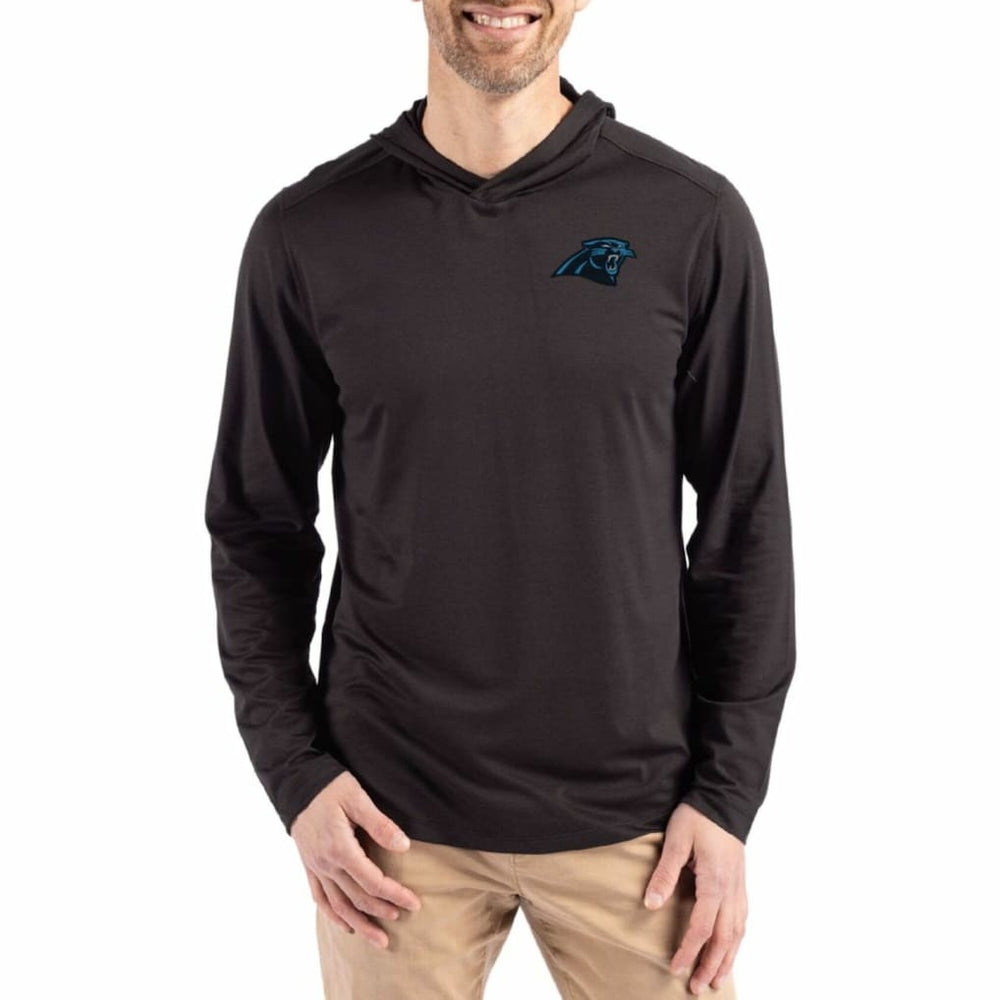 Carolina Panthers Cutter & Buck Coastline Epic Comfort Eco Recycled Long Sleeve Hoodie T-Shirt - Black - NFL