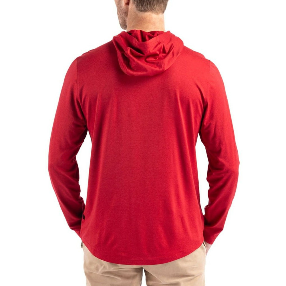 San Francisco 49ers Cutter & Buck Americana Coastline Epic Comfort Eco Recycled Long Sleeve Hoodie T-Shirt - Red - NFL
