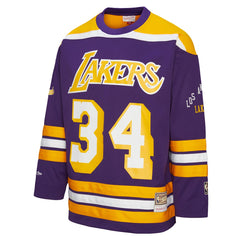 Mitchell & Ness Shaquille O'Neal Los Angeles Lakers Unisex Maxxed Out Fashion Hockey Jersey Purple