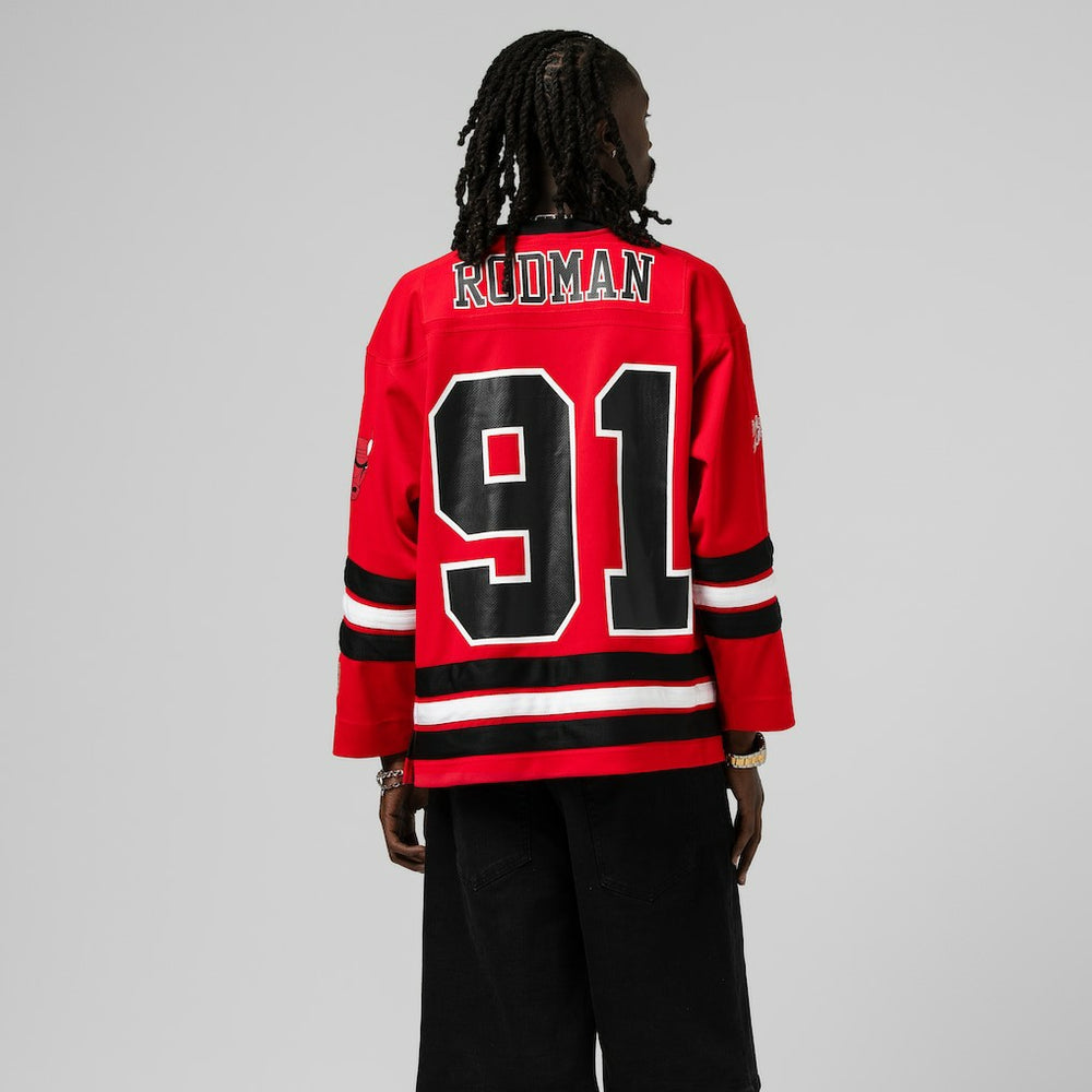Mitchell & Ness Dennis Rodman Chicago Bulls Unisex Maxxed Out Fashion Hockey Jersey Red
