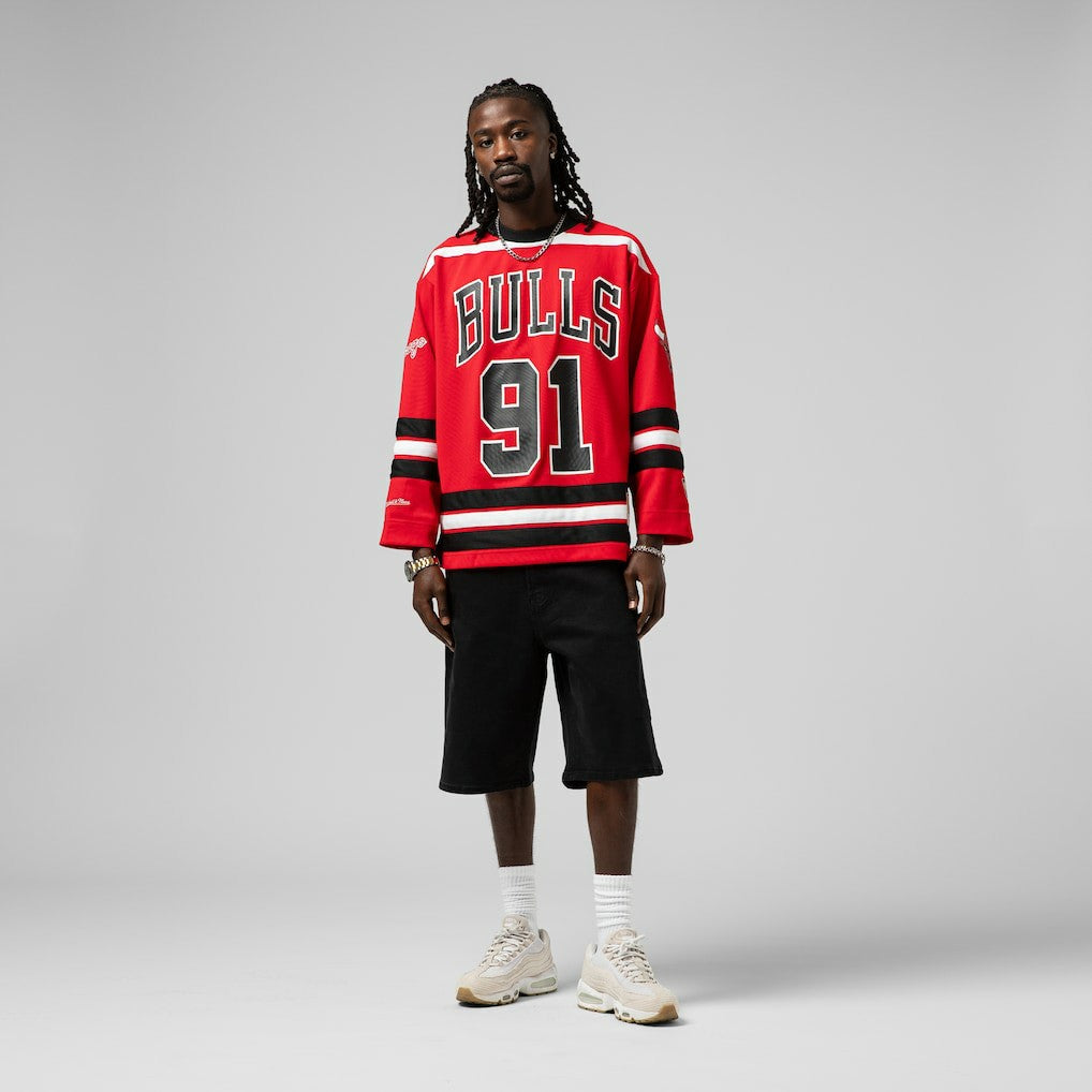 Mitchell & Ness Dennis Rodman Chicago Bulls Unisex Maxxed Out Fashion Hockey Jersey Red