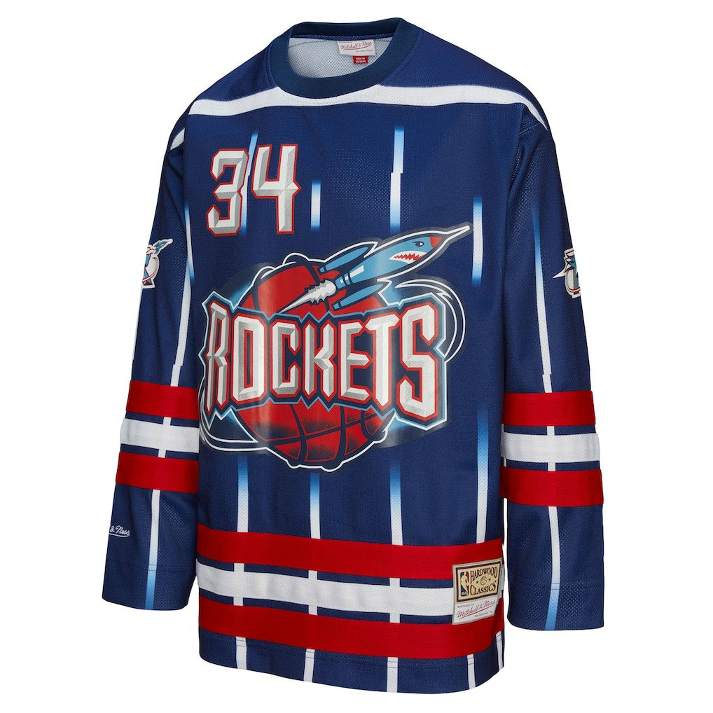 Mitchell & Ness Hakeem Olajuwon Houston Rockets Unisex Maxxed Out Fashion Hockey Jersey Navy