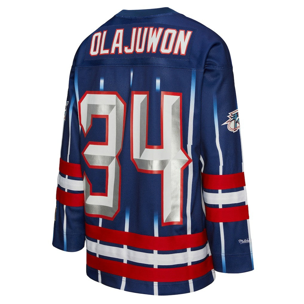 Mitchell & Ness Hakeem Olajuwon Houston Rockets Unisex Maxxed Out Fashion Hockey Jersey Navy