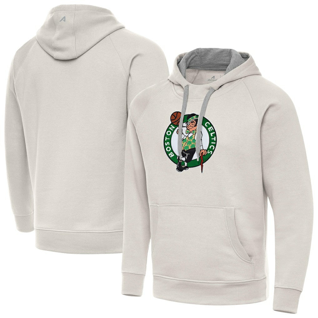 Boston Celtics Antigua Big Logo Victory Pullover Hoodie Cream