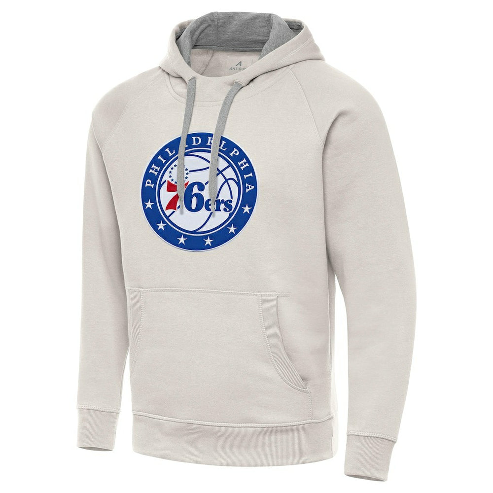 Philadelphia 76ers Antigua Big Logo Victory Pullover Hoodie Cream