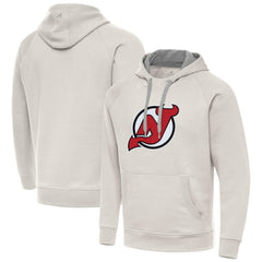 New Jersey Devils Antigua Big Logo Victory Pullover Hoodie - Cream | NHL discount