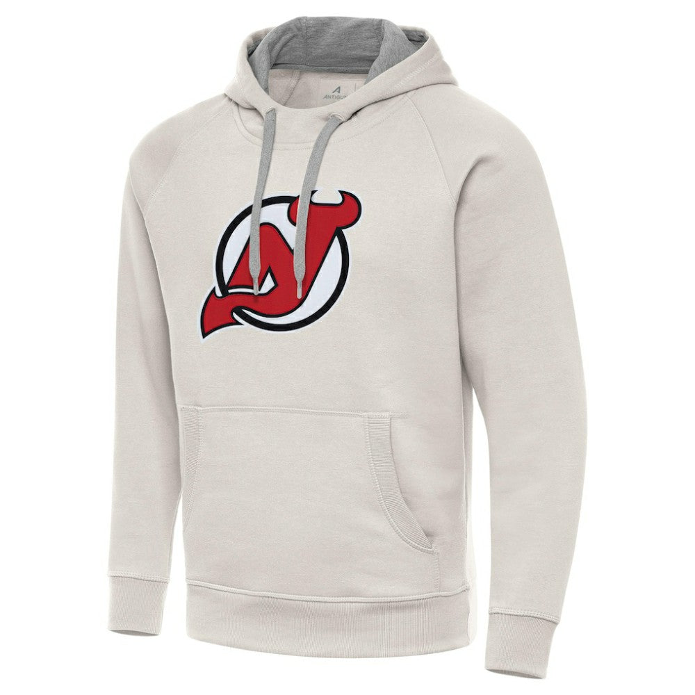 New Jersey Devils Antigua Big Logo Victory Pullover Hoodie - Cream | NHL discount