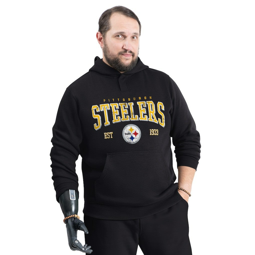 Pittsburgh Steelers G-III Sports by Carl Banks Adaptive Team Spirit Graphic Fleece Pullover Hoodie - Black - NFL